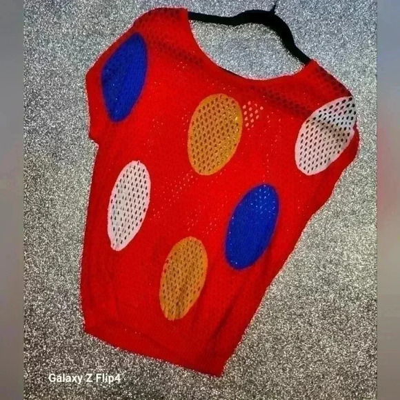 Womens  retro polka-dot sleeveless mesh top - Picture 1 of 3